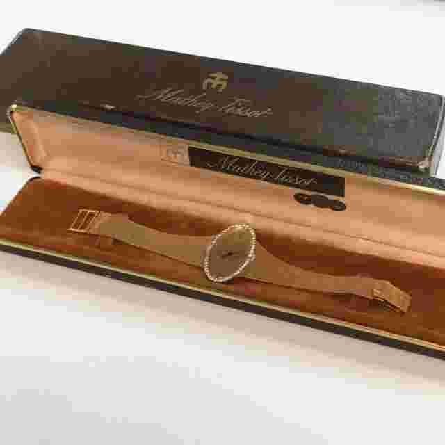 VERY UNIQUE Mathey-Tissot 14k Ladies Vintage Gold and Diamond Watch w/ Box