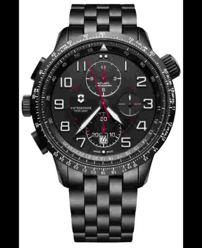 Victorinox Airboss Mach 9 45mm Black Stainless Steel Case and Bracelet with Black Dial Men's Wristwatch