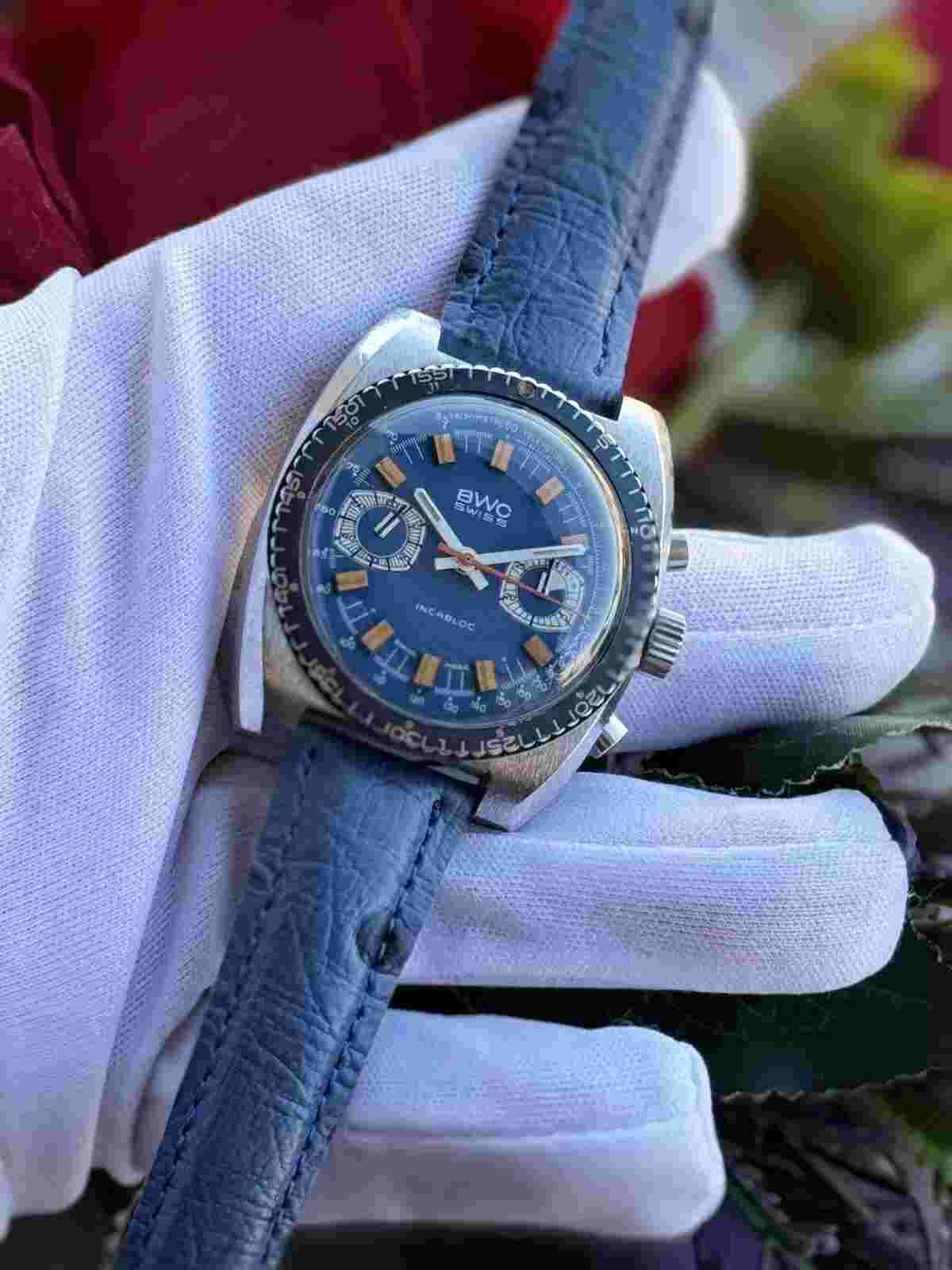 BWC Swiss Watch Chronograph Manual Valjoux 7733 Diver Mens 38mm Swiss Serviced