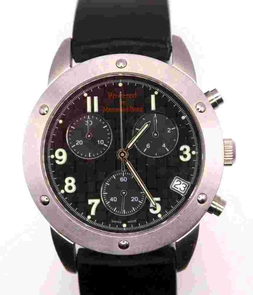 Men's Mercedes Benz Watch 467-280 Black Dial, Date, Chrono Resin Band