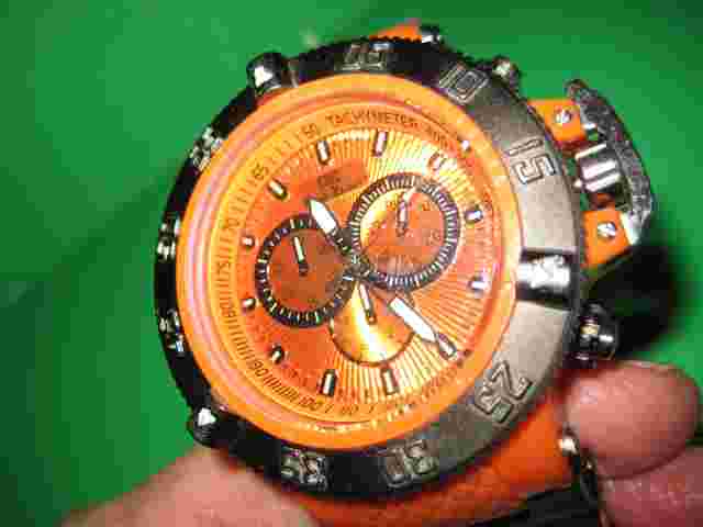 MARK NAIMER 7043 ORANGE DIAL DIVER STYLE MEN'S WATCH W/ DISPLAY BOX