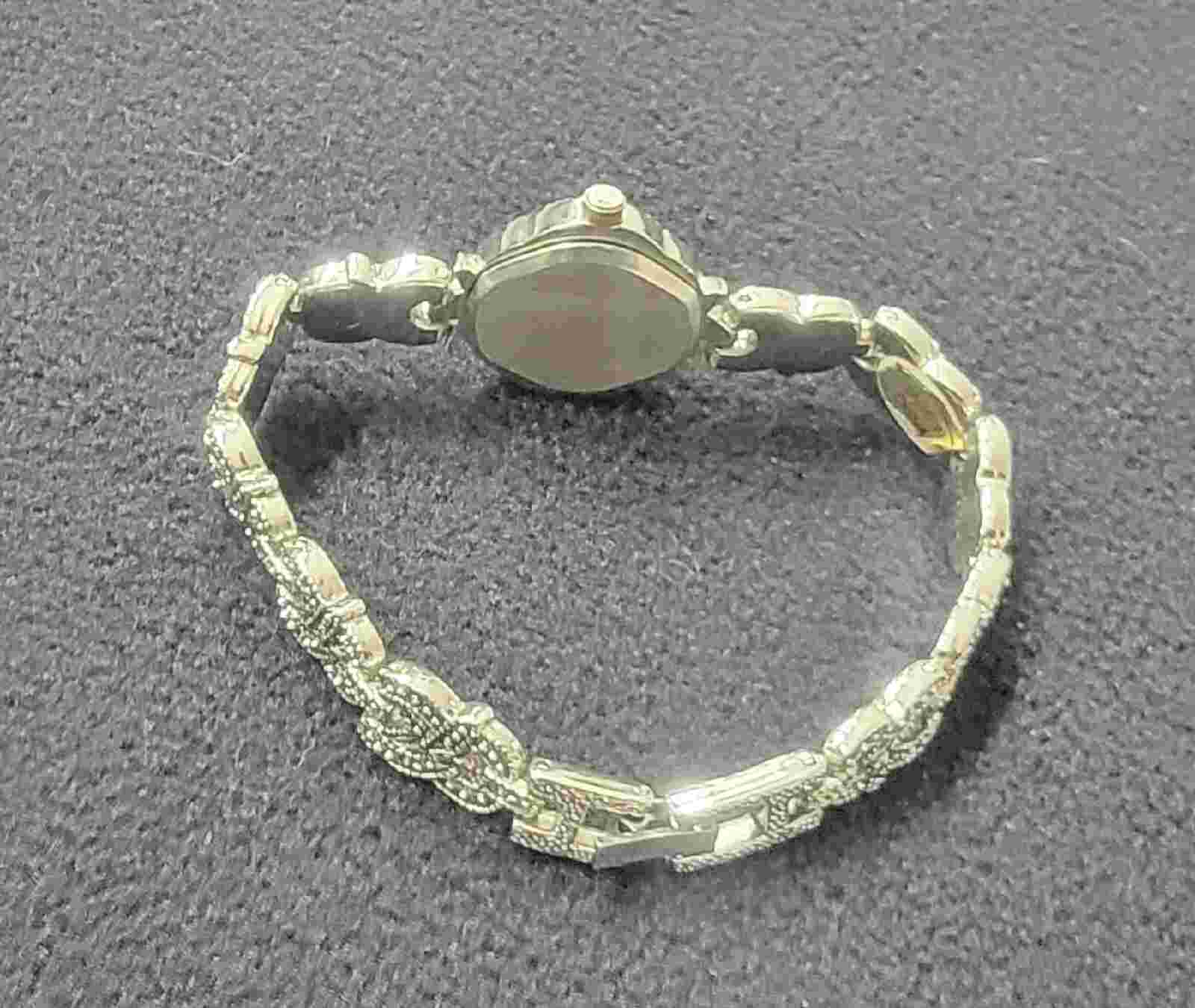 Vintage Polini Ladies Quartz Marcasite Art Deco Watch