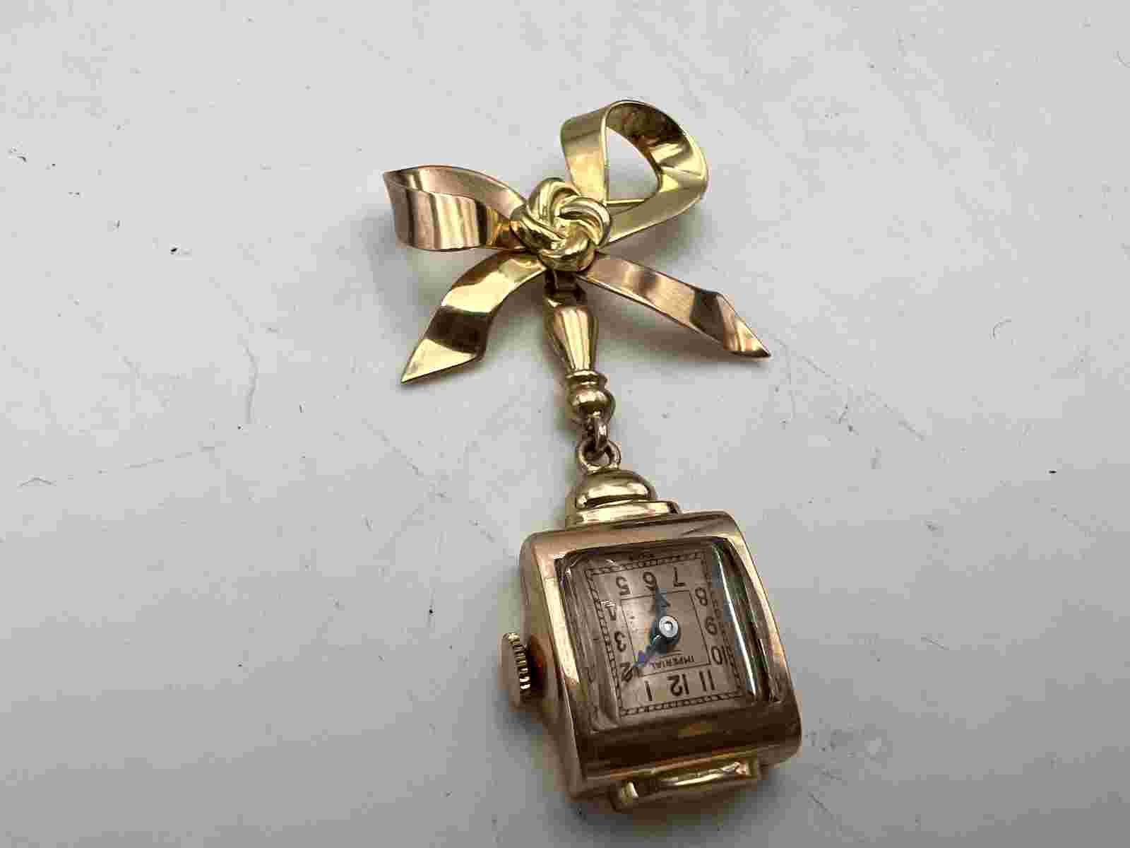 u278 Vintage Imperial 14kt Rose Gold Lapel Watch