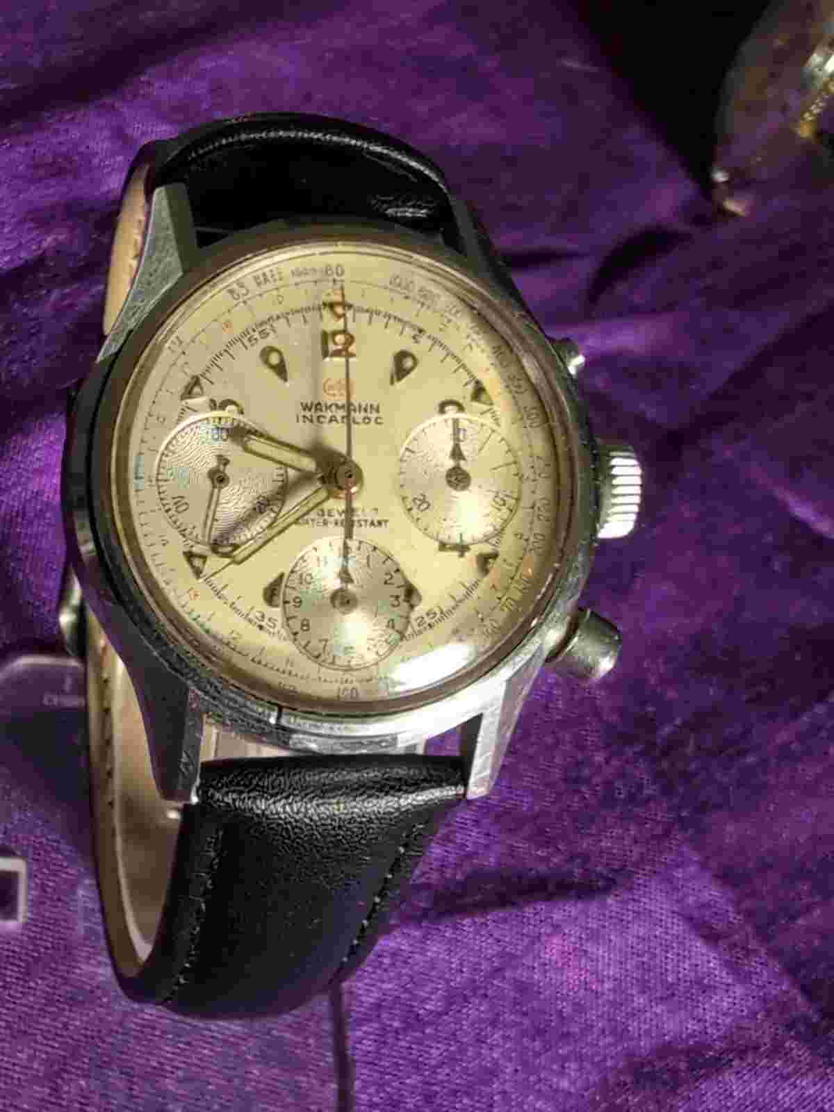 Vintage 1950-54 Wakmann Incablock Breitling-rolex Valjoux 72 Movement  Working