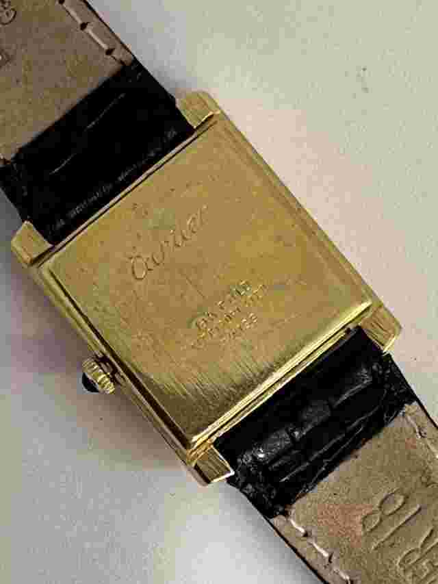 Vintage Cartier Tank Pre Must Black Dial 18K Gold  Electroplated 23mm