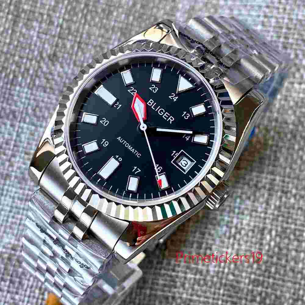 Bliger Fluted Bezel PT5000 Miyota8215 Sapphire Glass 36/39mm Automatic Men Watch