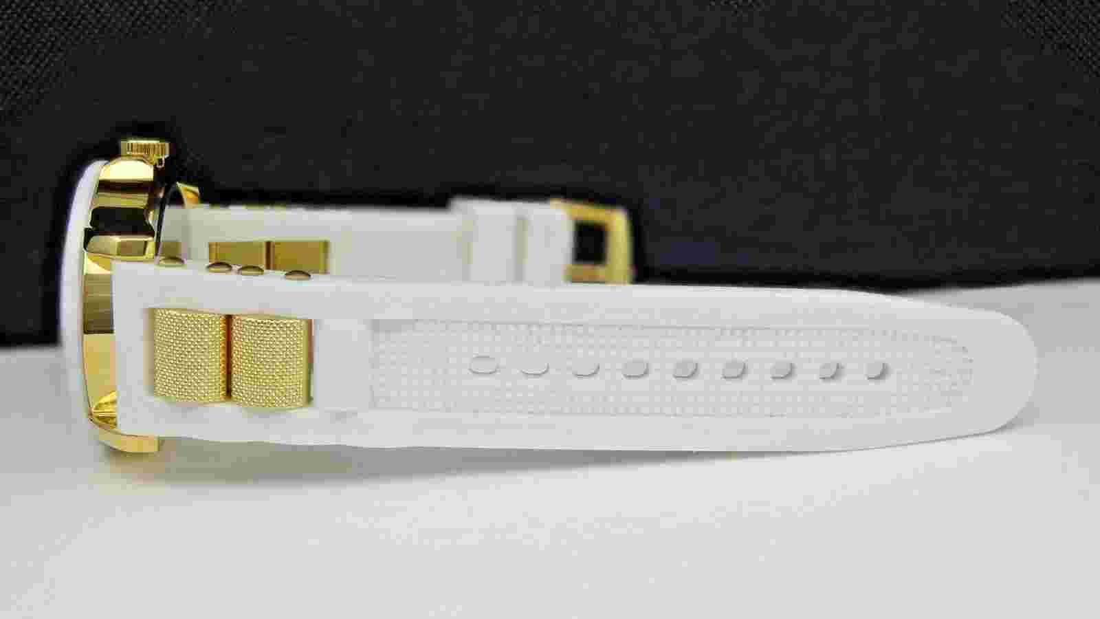 Deporte 9899 White Dial & Rubber Strap Gold Tone Case Men's Watch - GREAT GIFT