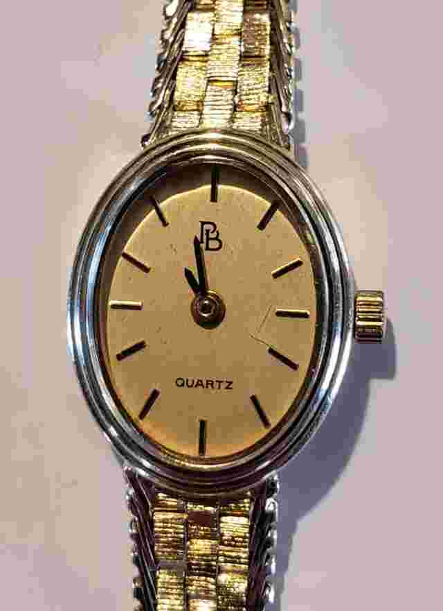 Vintage 14K Paul Breguette Ladies Wrist Watch 14K Tapered Band. Working