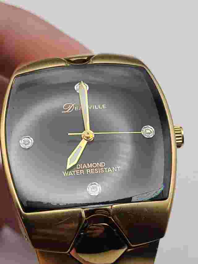 Deauville Diamond Gold Tone Analog Watch  New Battery Working
