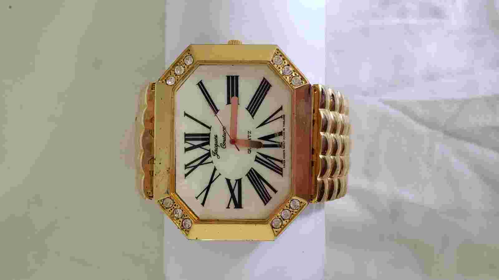 Jacques Couture Gold Fashion Oversided Quartz Watch Circa 1980s