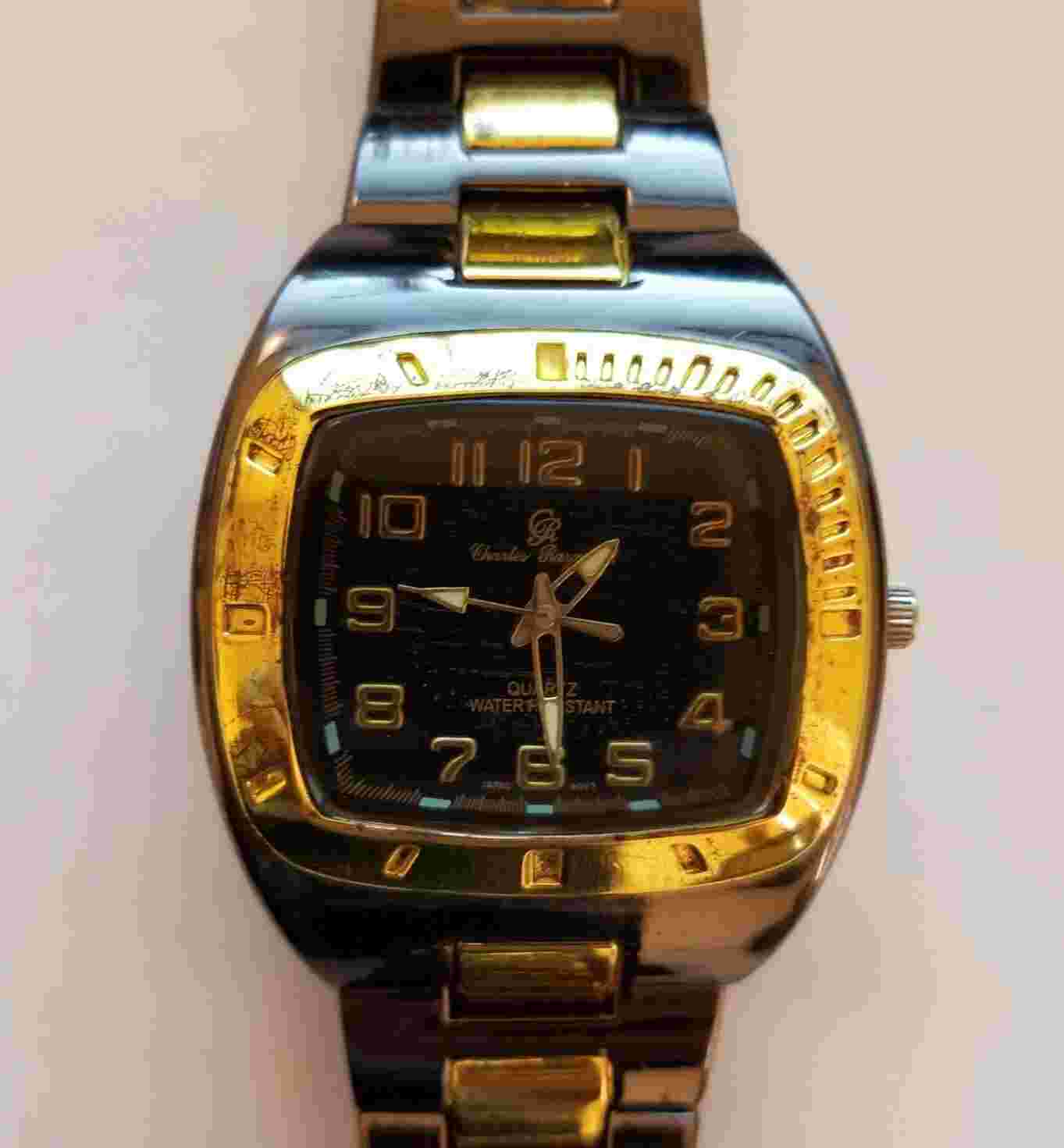 Charles Raymond Men's Gold/Brown Tone Watch Link Band 8.5" Max Size New Battery