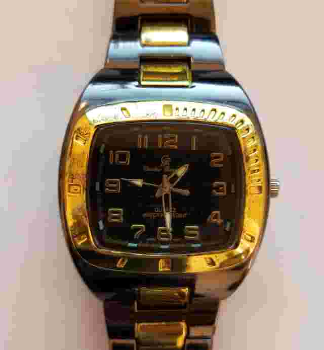 Charles Raymond Men's Gold/Brown Tone Watch Link Band 8.5" Max Size New Battery