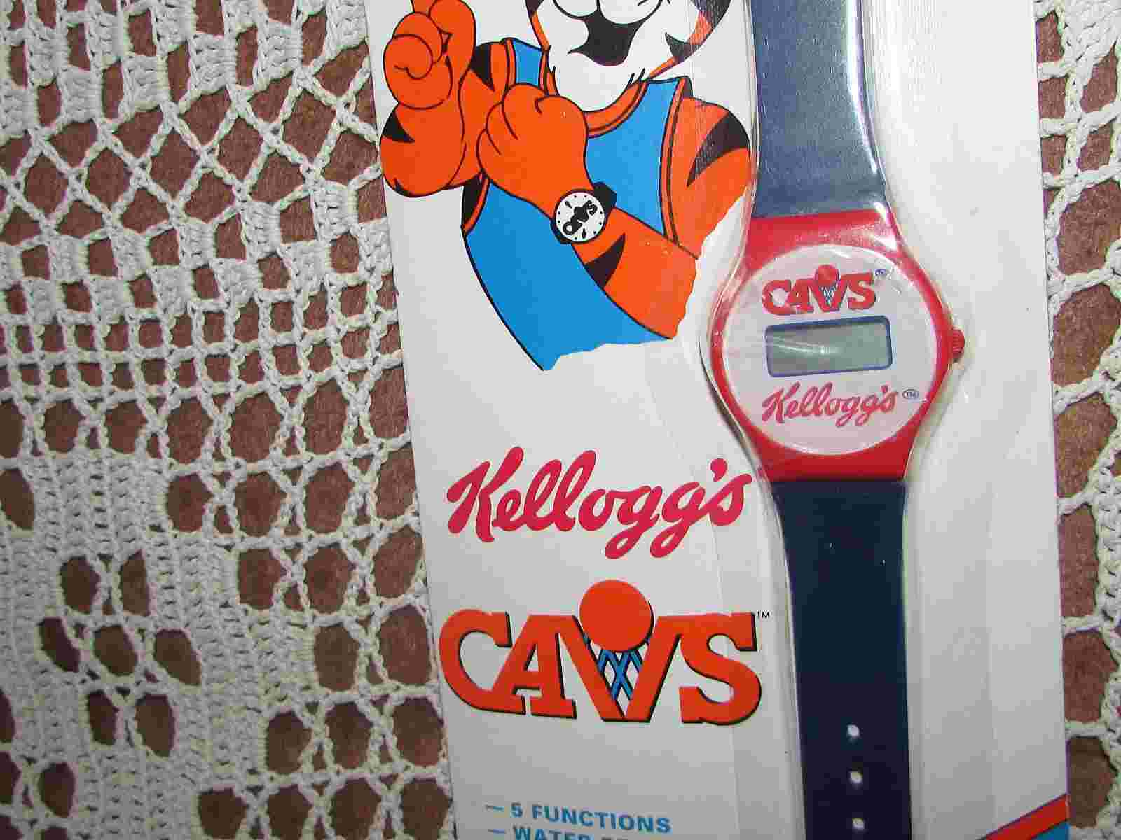 KELLOGG's Tony Tiger & NBA CAVS 1991 WRISTWATCH Plastic Digital Complete Sealed