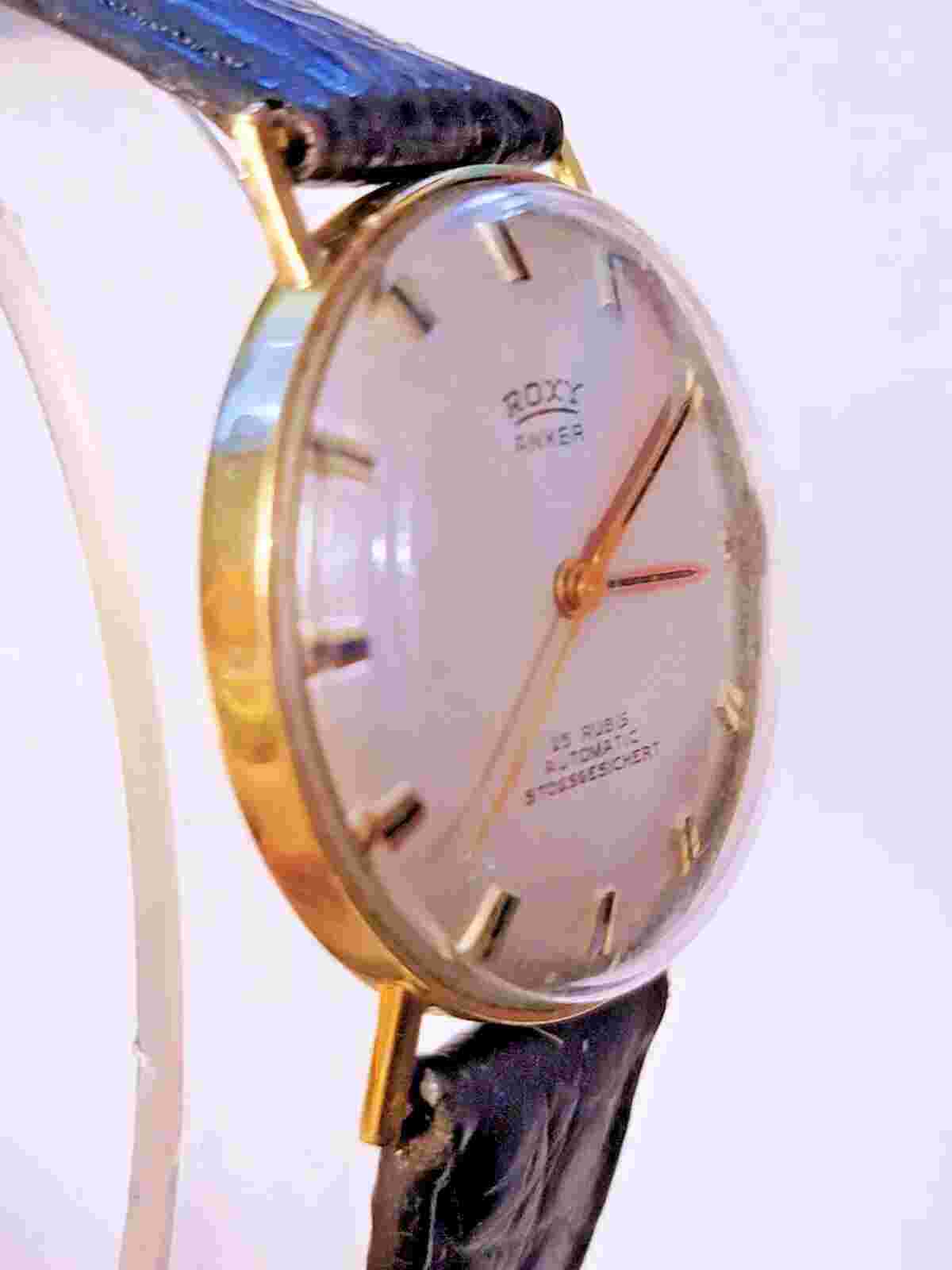 Vintage German Anker Roxy 25j solid 14k Automatic watch, beautiful powerful