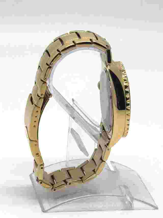 Chisel Gold-Tone Stainless Steel Black Dial 100m Quartz Mens Watch Day Date