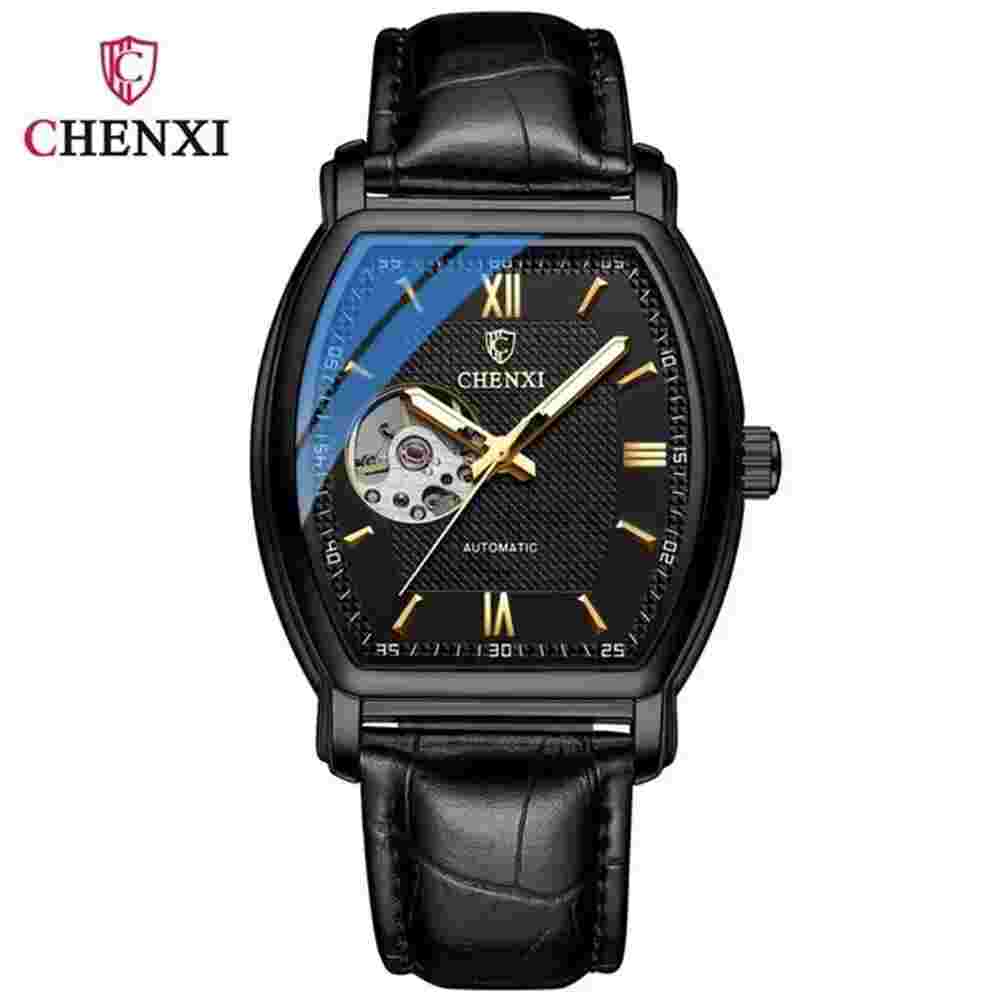 CHENXI Men Mechanical Watch Automatic Leather Rectangle Business Male Wristwatch