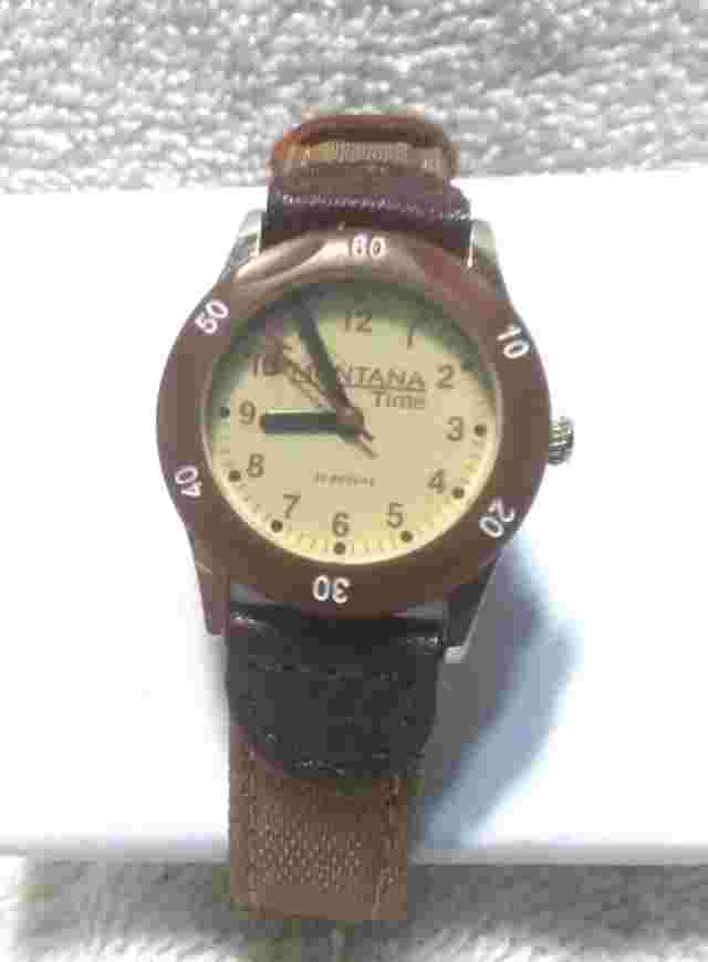 Montana Silversmiths Quartz Watch Women Brown Bezel Leather Band New Bat Great