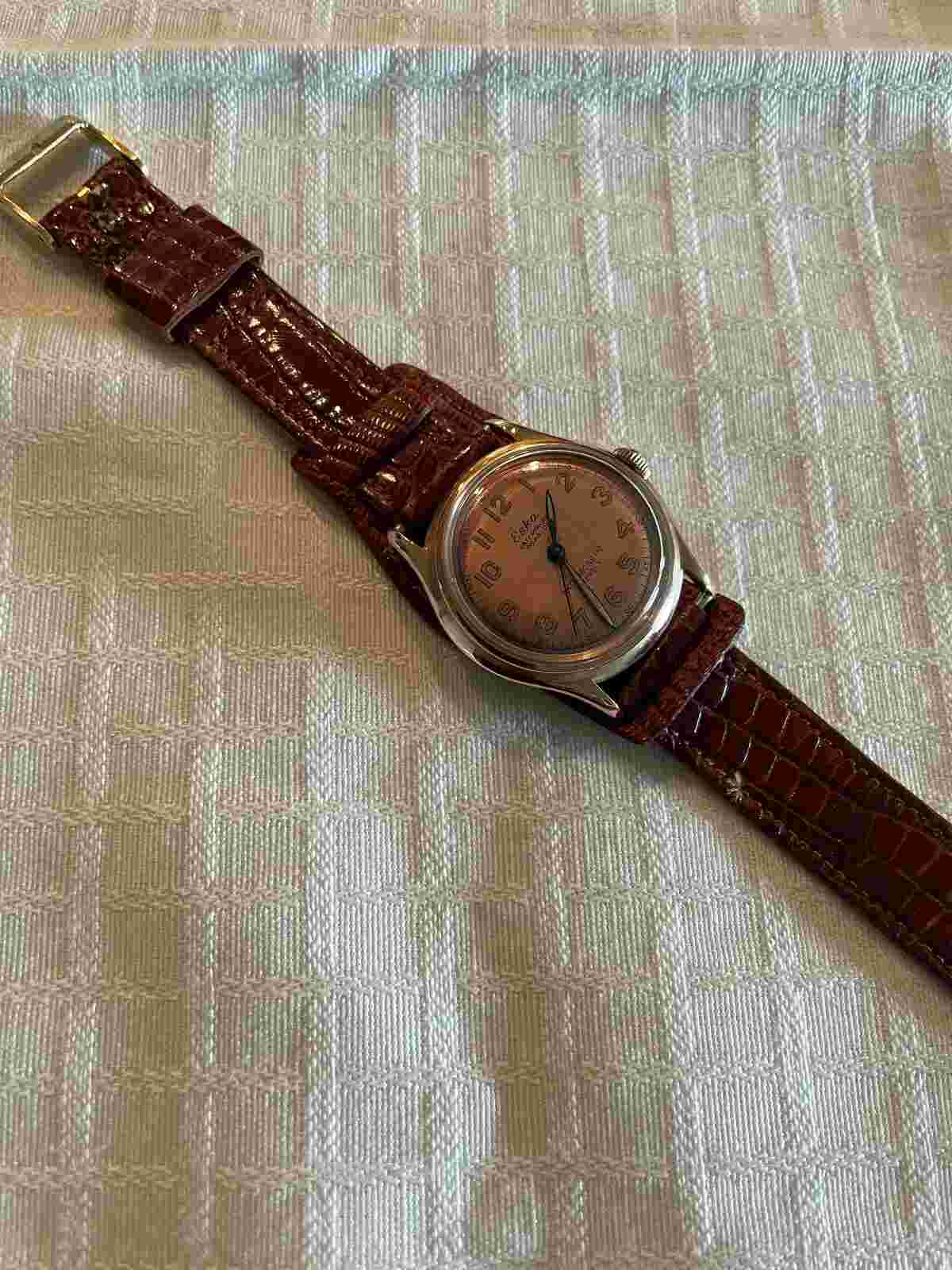 Vintage Men's ESKA Military-Style Wristwatch in Rose GP Bezel w/SS Back