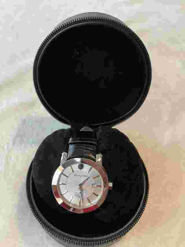 Montegrappa Men's NeroUno White Dial Black Leather Watch