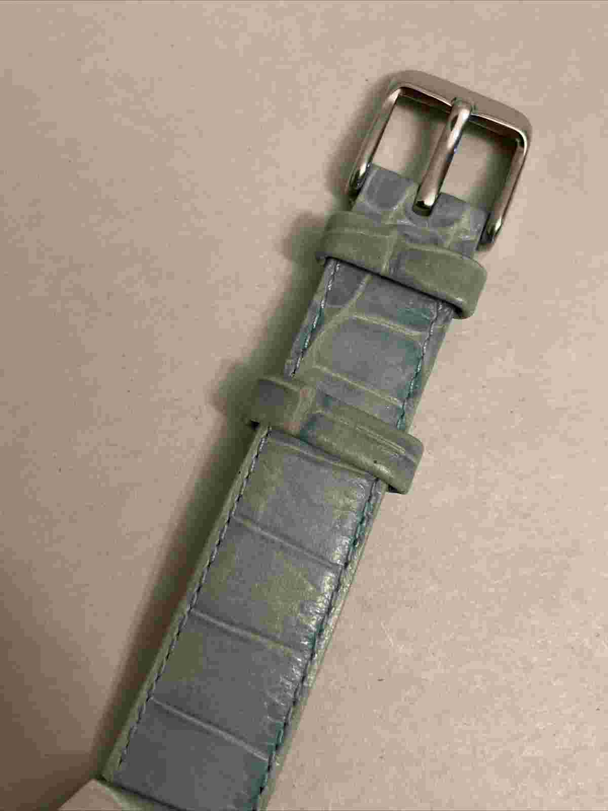 DMQ Silver Tone Multifunction Dial Crystal & Gray Leather Band Watch New Battery