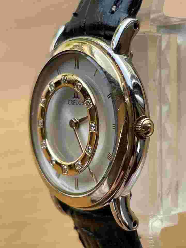 Seiko Credor 4N70-0080 Women's Watch 12P Diamond 18KT Silver Case 23mm