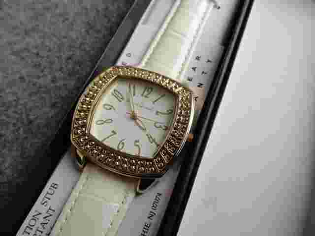 New - Andre Giroud Quartz Ladies Watch with a White Leather Band