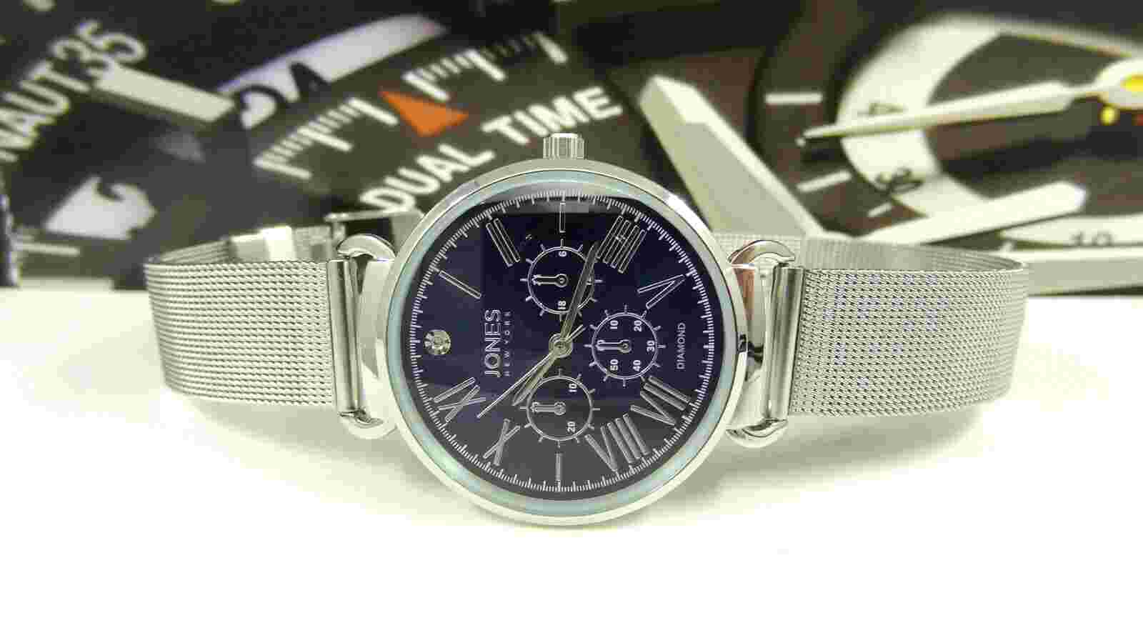 Jones New York JNYS12671 Diamond Collection Blue Dial Mesh Band Women's Watch