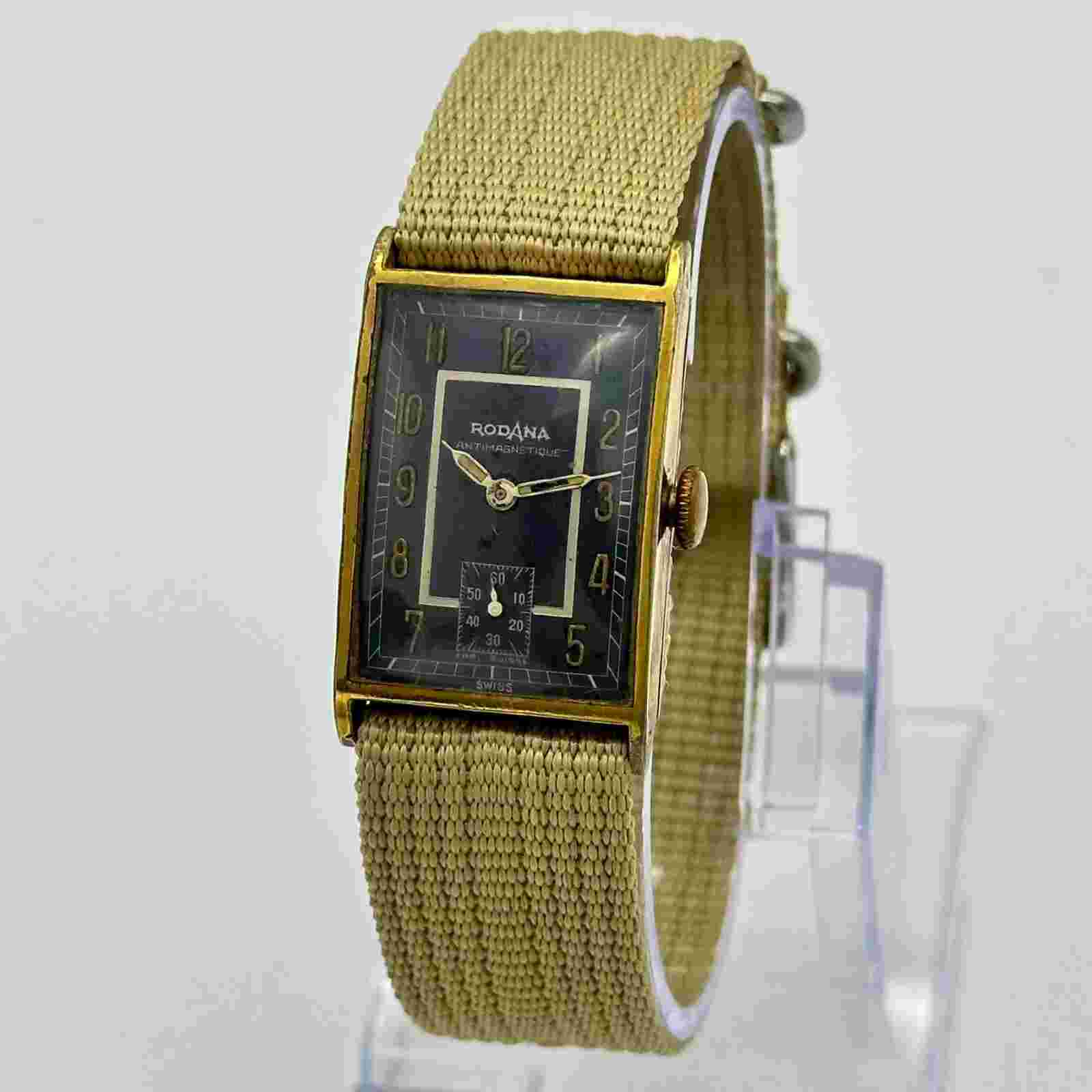Vintage 1940s Men's RODANA Swiss Mechanical Watch, Small Sec, Fixed Lugs, Runs