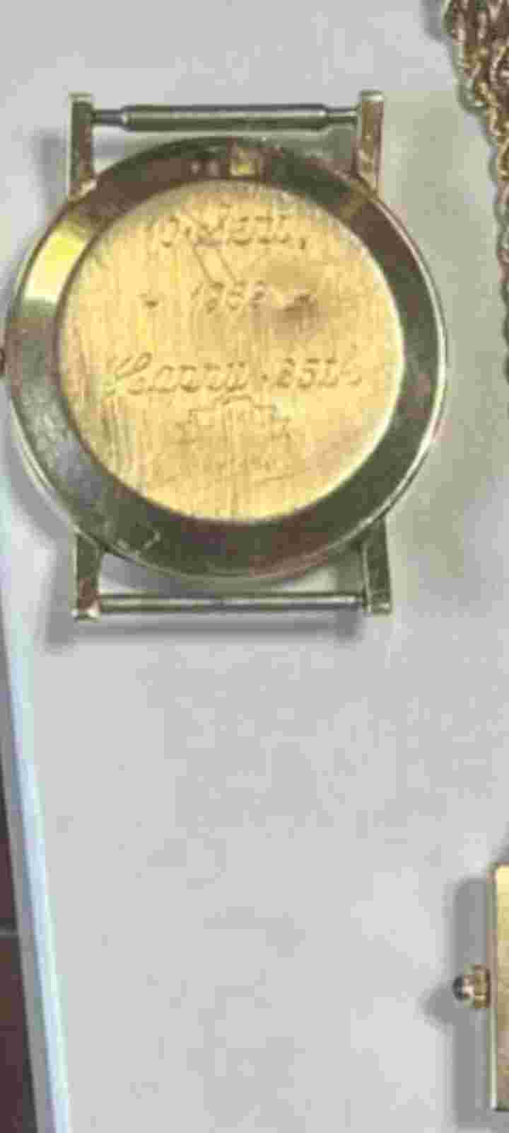 1950s Vintage 14kt Paul Baguette Watch /W Leather Band