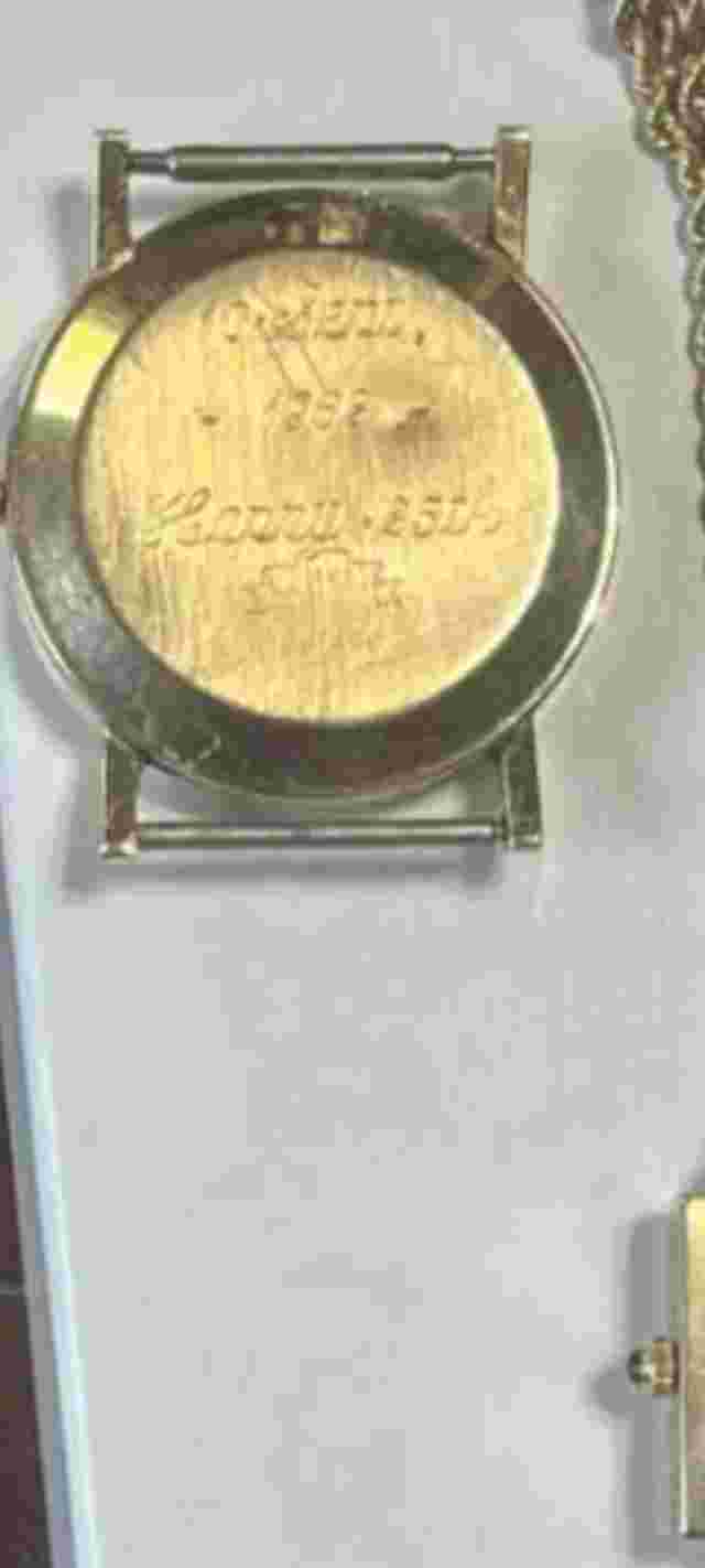 1950s Vintage 14kt Paul Baguette Watch /W Leather Band