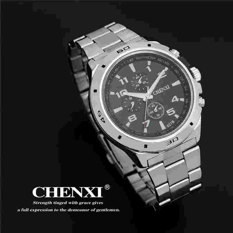Stainless Steel Men`s 30m Waterproof 3 Decoration Dials Business Quartz Watches