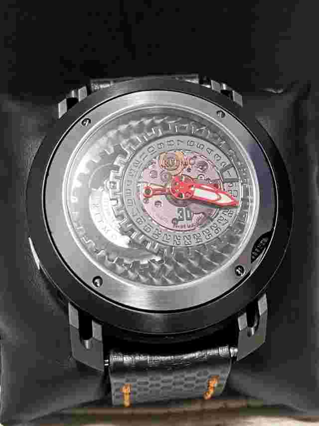 Ritmo Mundo Persepolis Swiss Automatic Dual Time Watch Black Carbon Red 52mm