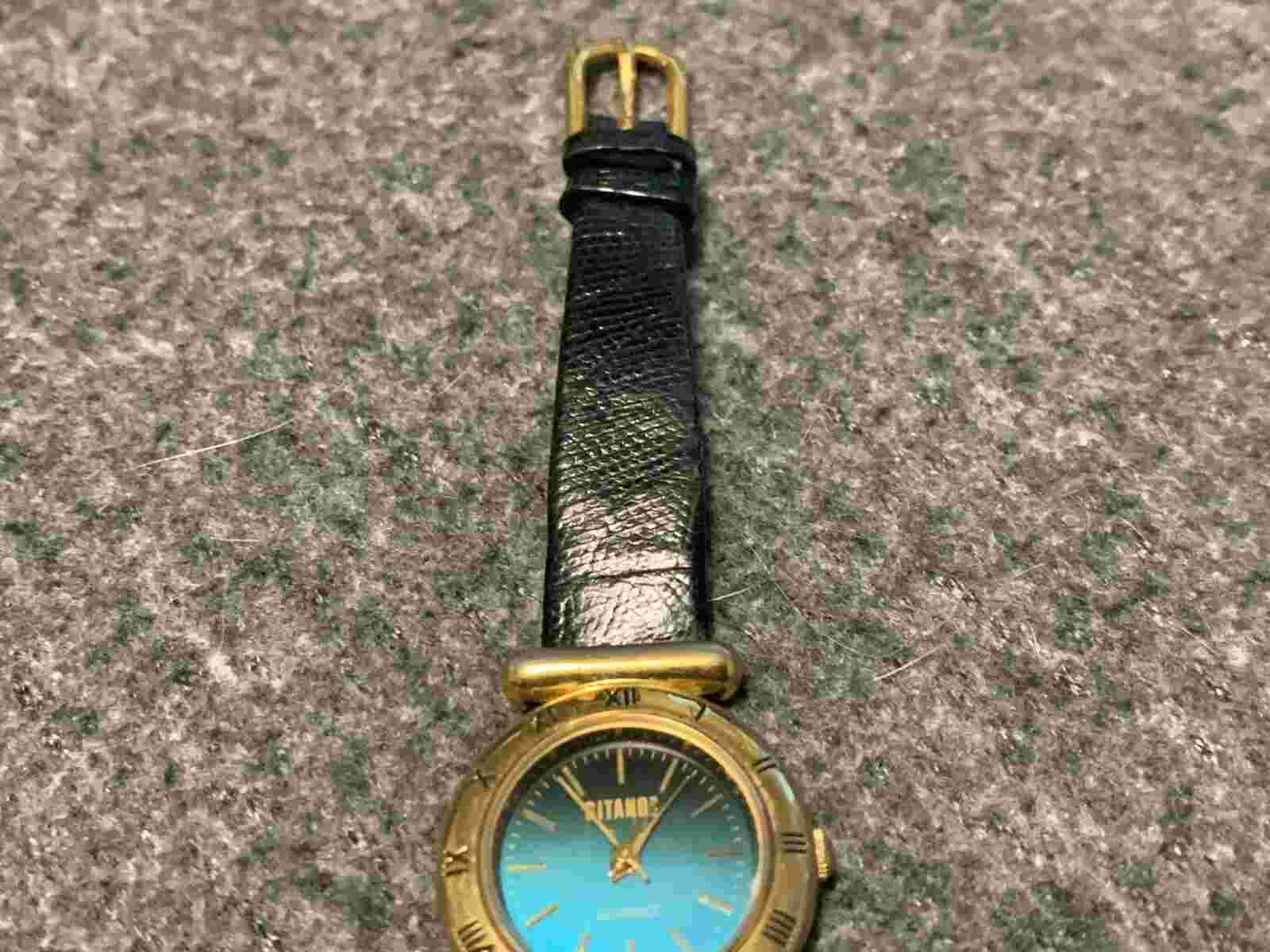 Women's GITANO Gold Tone Classic Dress/Casual Watch Blue Dial Leather G1473