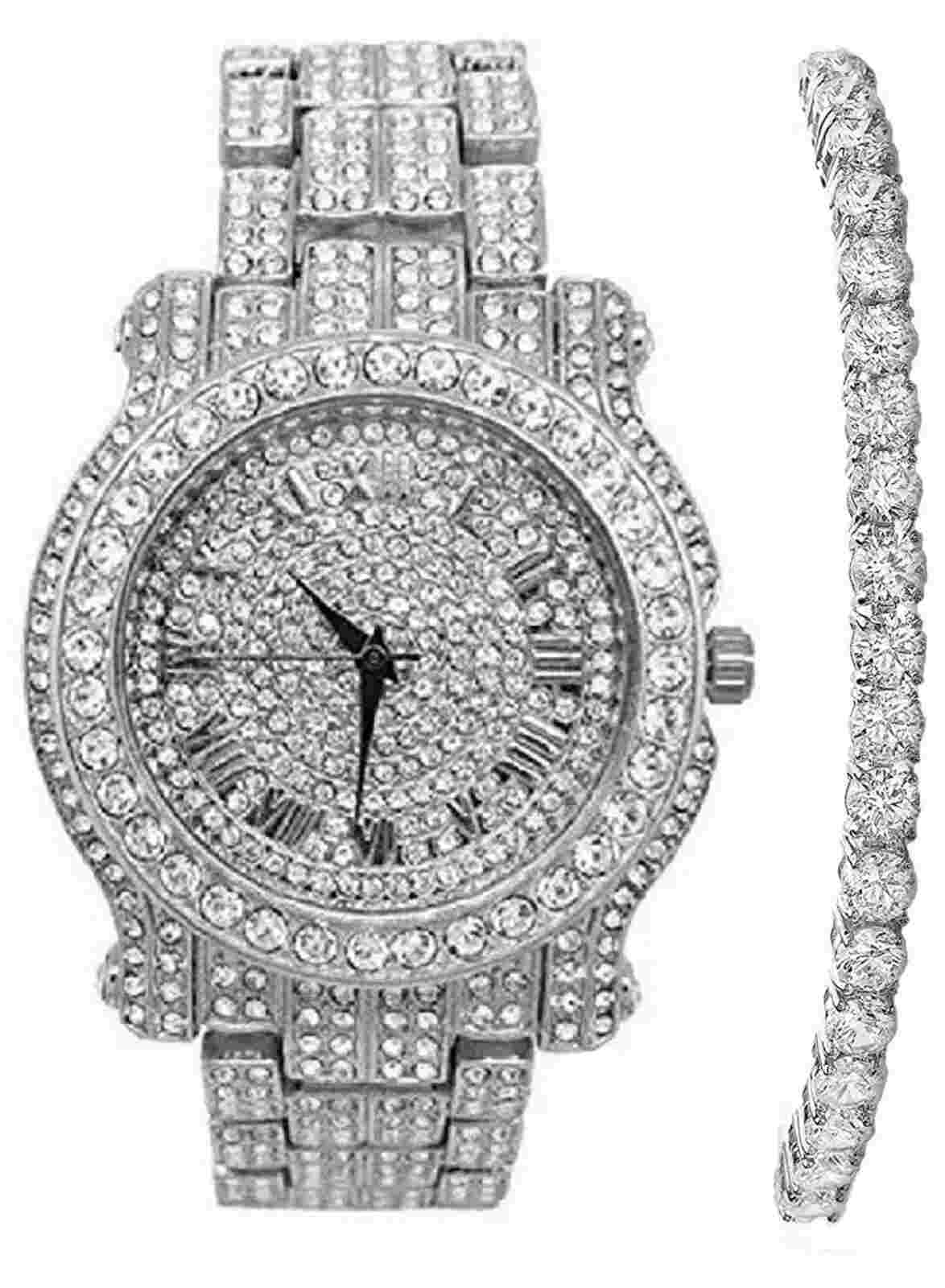 Blinged Out Ultimate Hip Hop Royalty Mens Watch L0504 w/Tennis