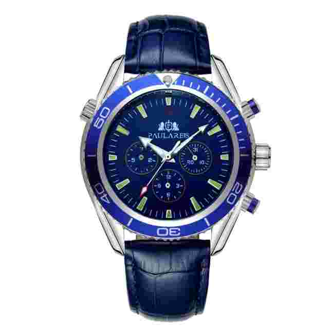 PAULAREIS Automatic Watch Men's Mechanical Leather 30M Waterproof Luminous Diver