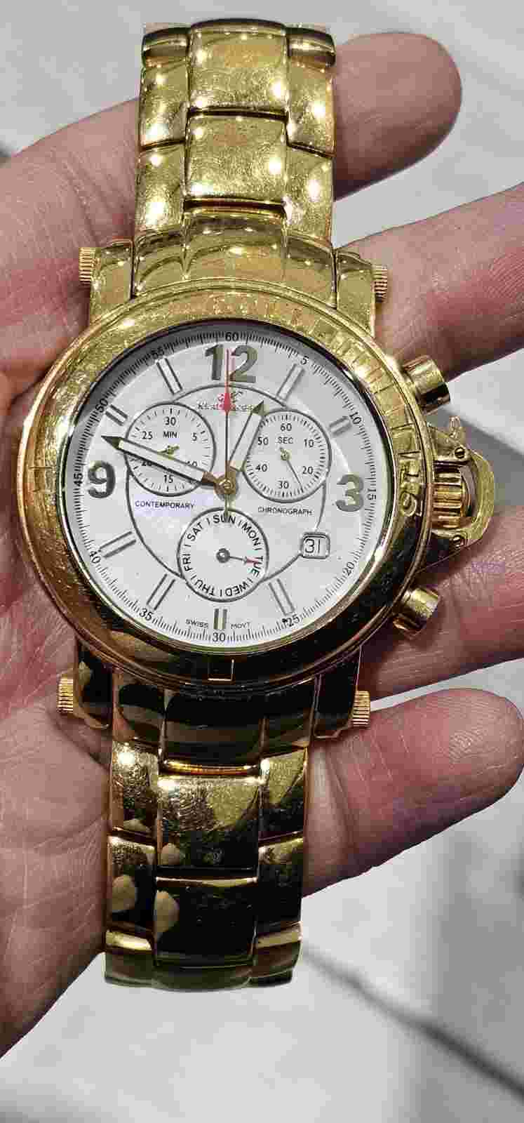 Mens Klaus Kobec Watch Chronograph High End Stainless Steel Blue Face KKG2008