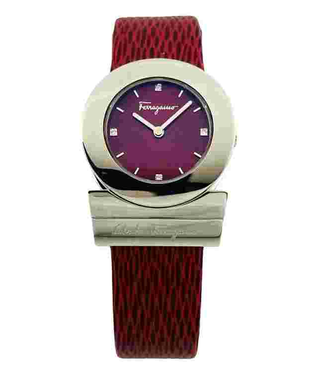 Salvatore Ferragamo GANCINO F56SBQ9926S006 Diamond Index Burgundy Dial Watch