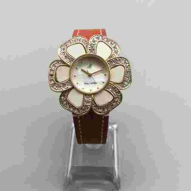 Daisy Fuentes Watch Women Gold Tone Bling Floral Bezel MOP Dial New Battery