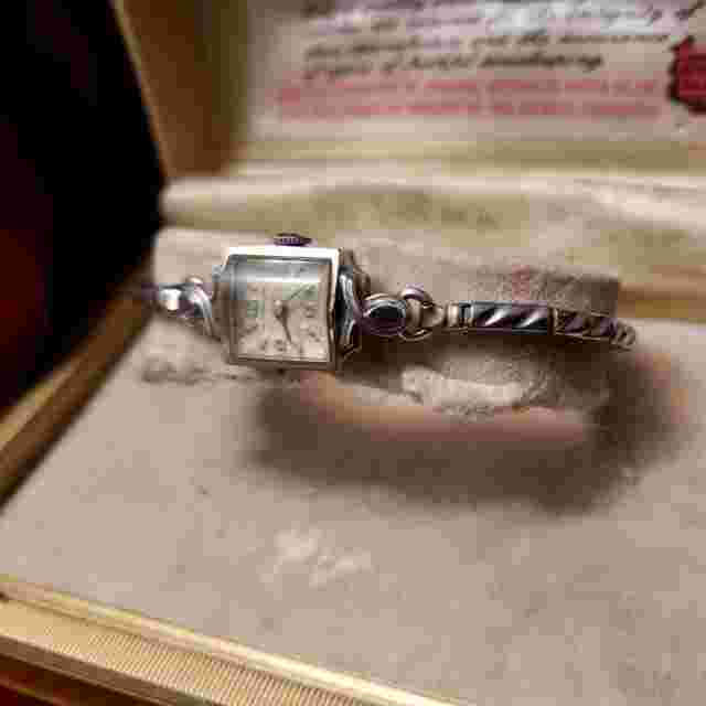 Antique Vtg 14K white Gold womens LONGINES WITTNAUER Ladies Watch w original Box