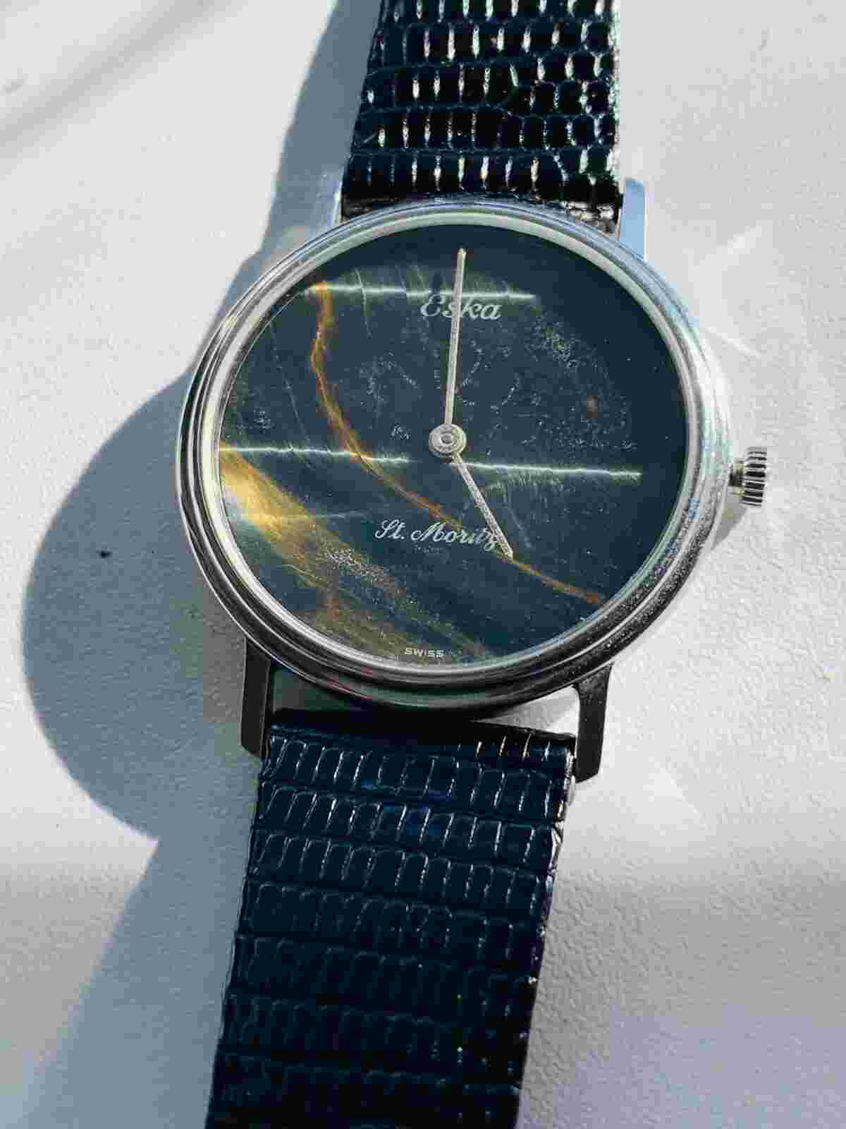 Eska St. Moritz ESKA St. Moritz Rare Blue Black Brown Tiger Eyes Watch