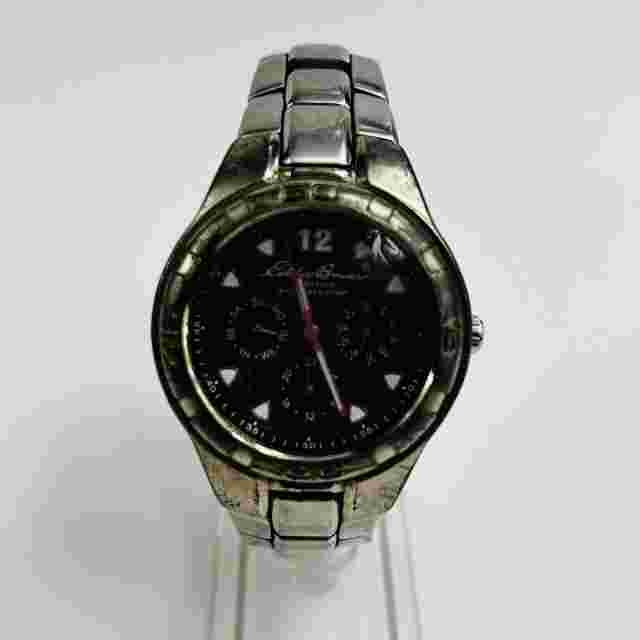 Eddie Bauer LG Carbon 3 Eye Watch Men 39mm Silver tone Day Date New Battery