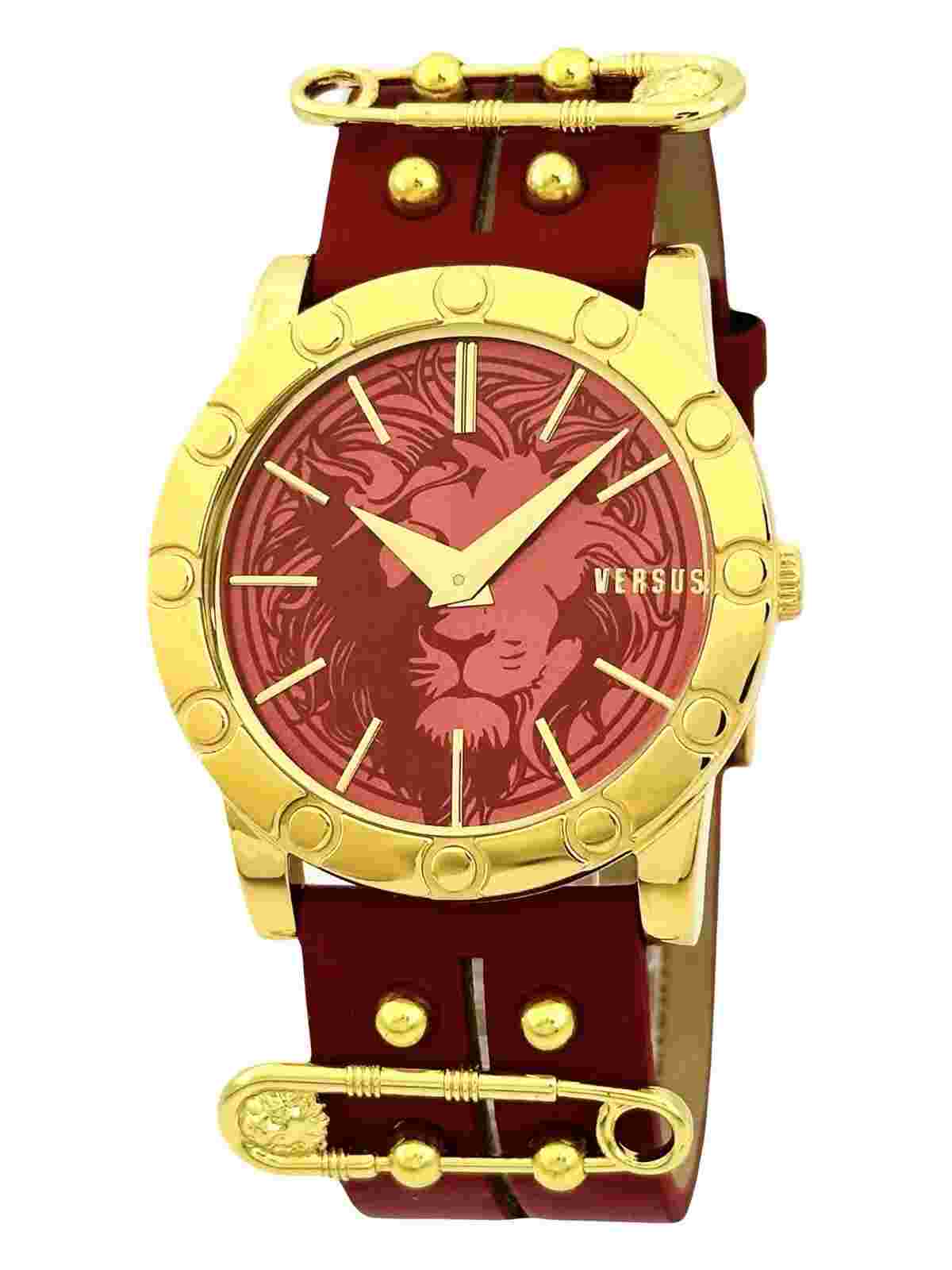 Versus by Versace SF704 0014 Ladies MIAMI Golden Stainless Red Leather Watch