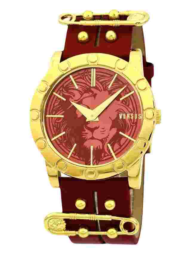 Versus by Versace SF704 0014 Ladies MIAMI Golden Stainless Red Leather Watch