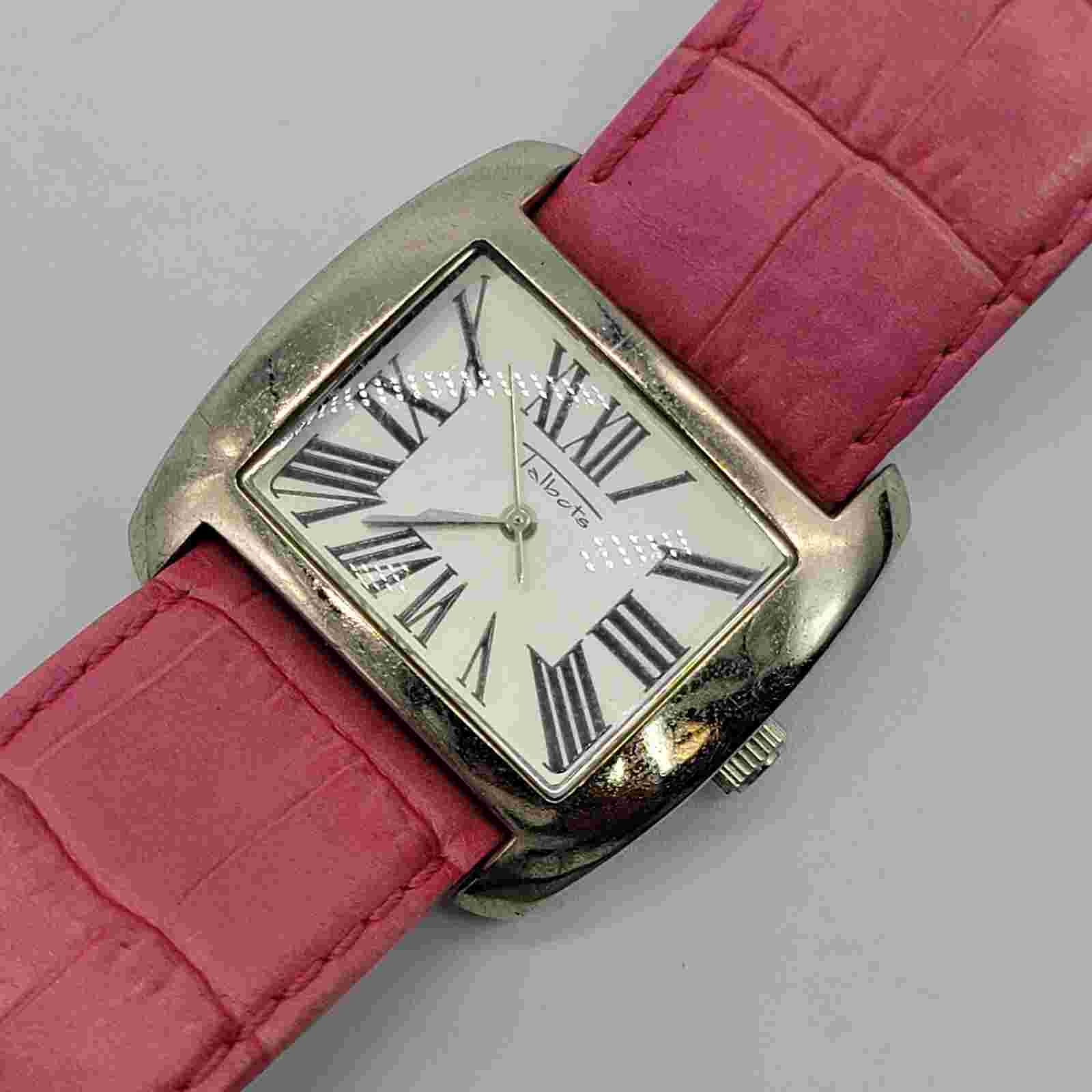 Talbots Women Watch 35mm Rectangle Dial Pink Leather Band New Battery