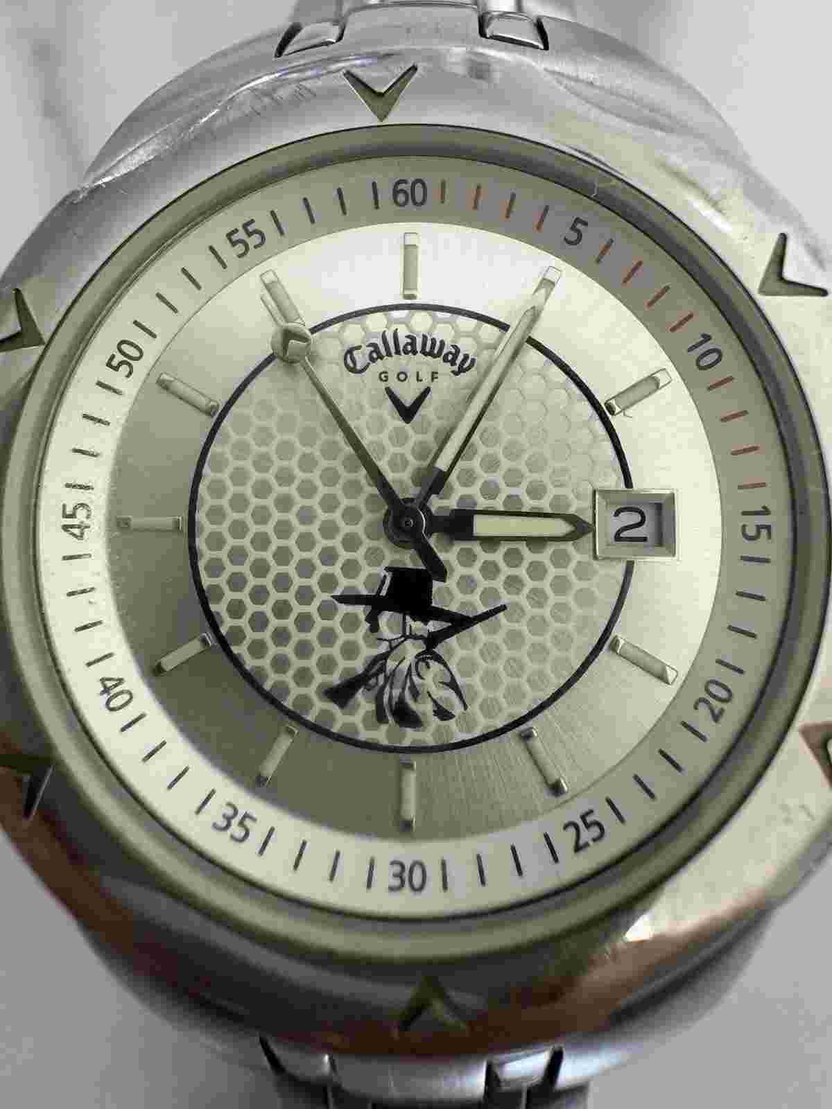 Callaway Golf Men's Quartz Watch Silver Tone Golf Dial Stainless Steel  Band
