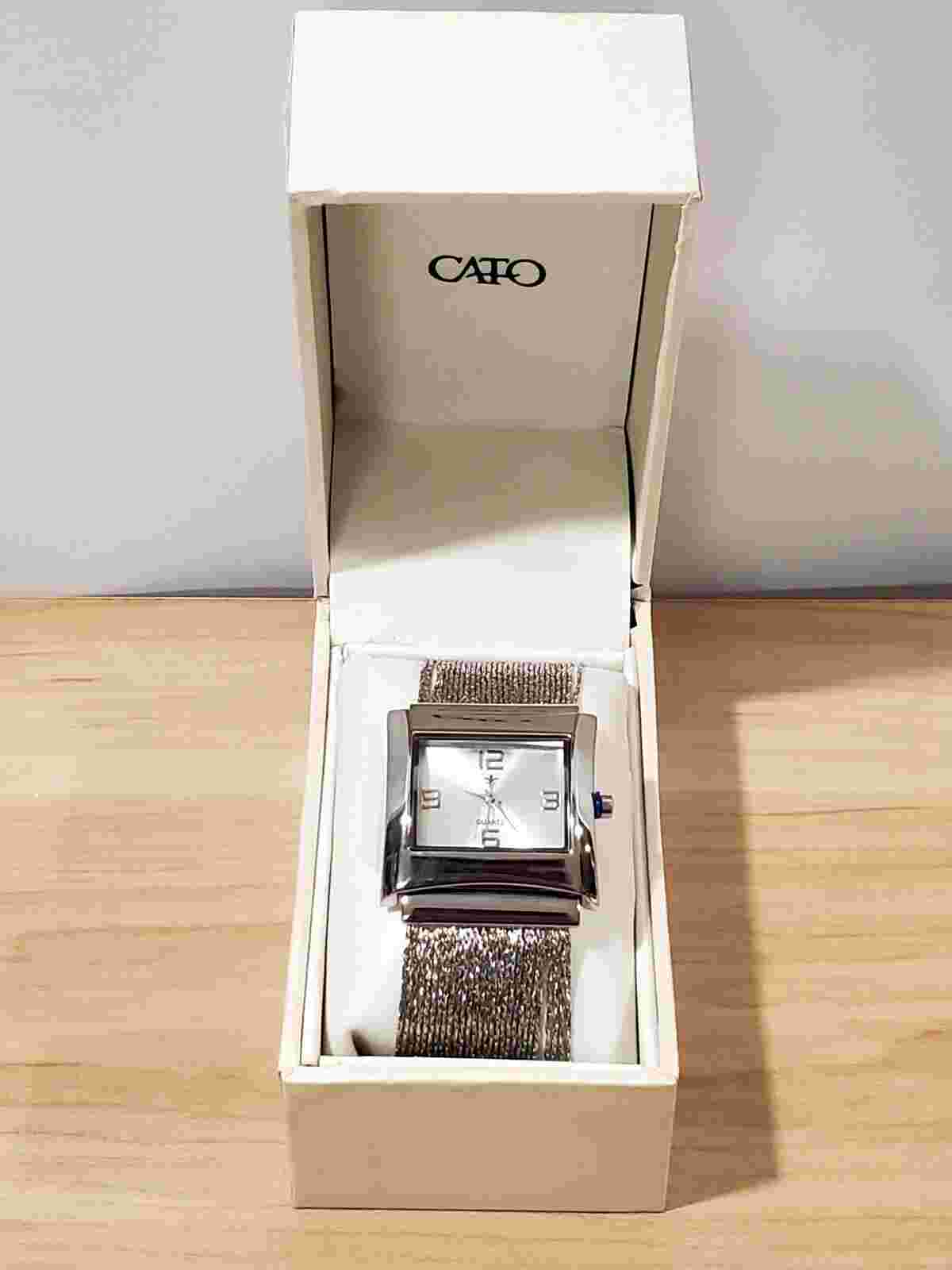 Silver Tone Multi-Strand Wrist Watch Bracelet Square Case Metal Band Cato NOB