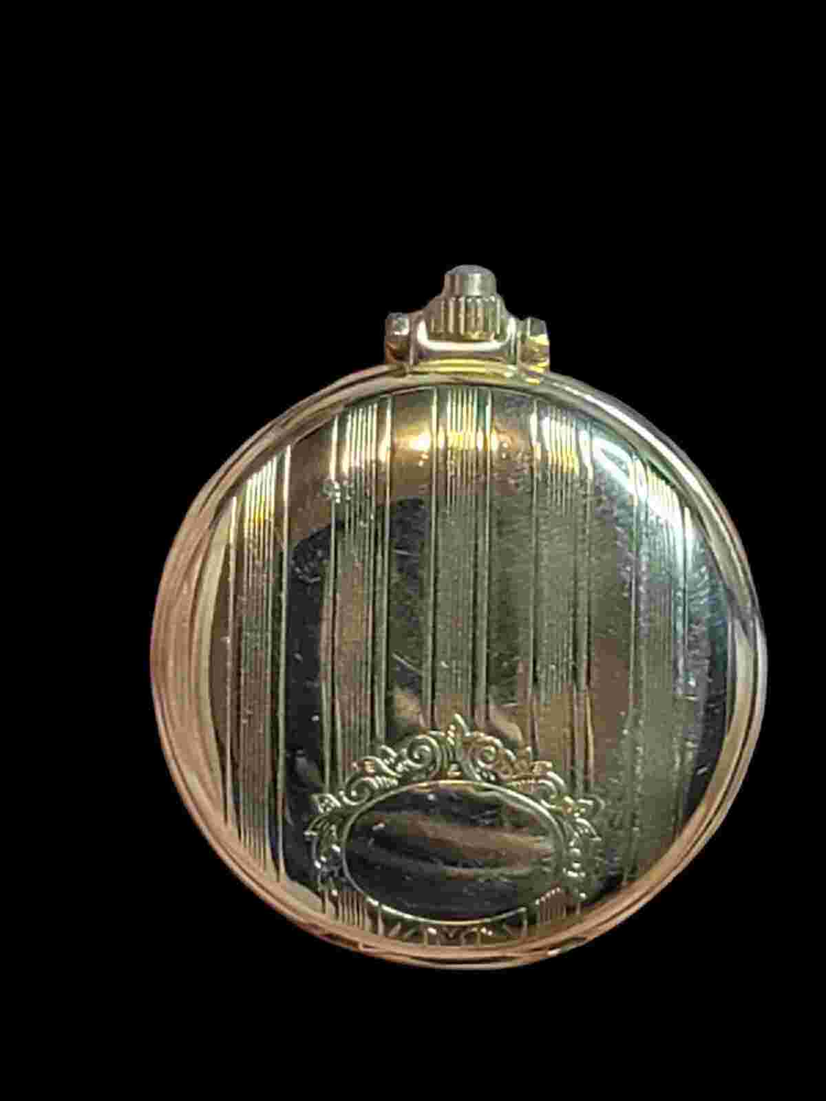 Nice 40mm Parmex Gold Tone Quartz Pocket Watch New Battery Runs Well