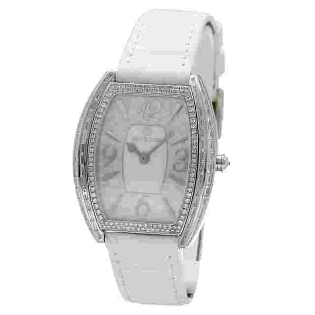 Milus Cirina CIR318 18k White Gold Diamonds White Leather Quartz Women's Watch