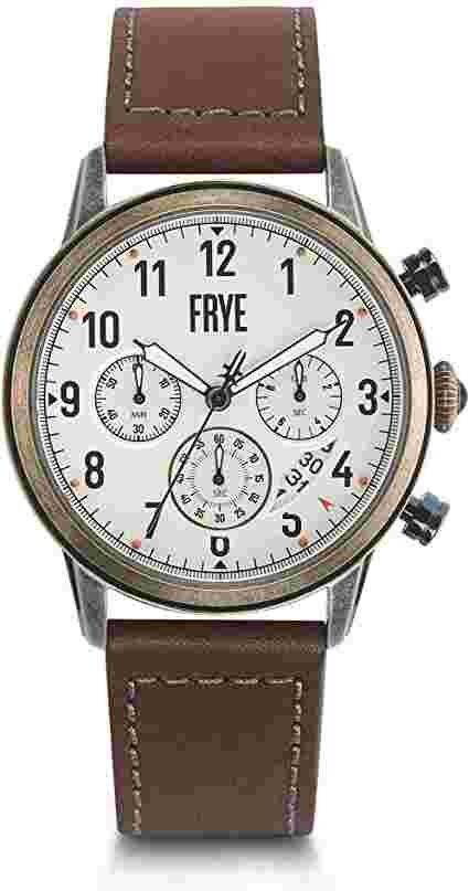 Frye Men's Graham Stainless Steel Japanese Quartz Leather Strap Brown 24