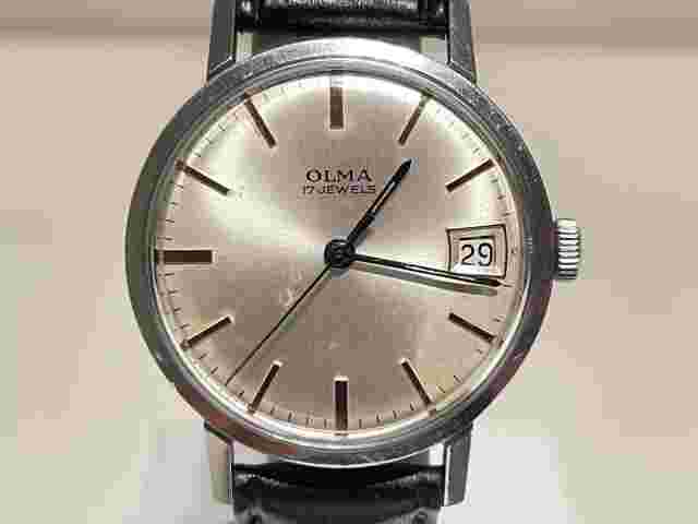 VINTAGE NICE CLASS ELEGANT 32mm ST. STEEL MECHANICAL SWISS MEN'S WATCH "OLMA"